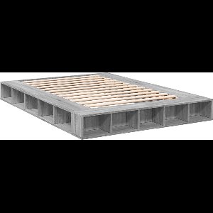 vidaXL - Bedframe - bewerkt - hout - grijs - sonoma - eikenkleurig - 160x200 - cm