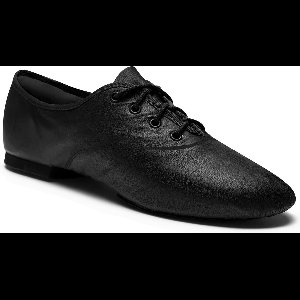 Dancer Dancewear - Zwarte jazzschoenen leer met suède splitzool - Zwart - Jazz schoenen met veters in Oxford model - Maat 42