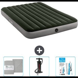 Intex Luchtbed - 2-Persoons - 152 x 203 x 25 cm - Groen - Inclusief Hoeslaken - Pomp en Reparatieset