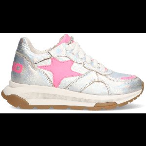 VINGINO VIN825123-991 Meisjes Lage Sneakers - Zilver/Roze - Leer - Veters