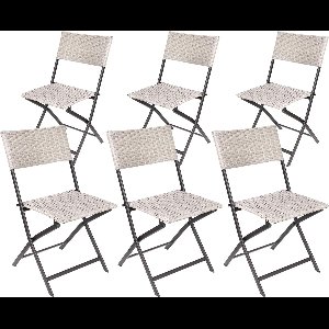 BRUBAKER Lugano Tuinstoel, polyrotan, klapstoel, weerbestendig en robuust, balkonstoel, inklapbaar, campingstoel voor tuin, balkon, terras, campingstoel, grijs/beige