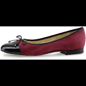 Werner Kern Mori Ballerina's Bordeaux Rood met Zwart – Dames Instappers – Zacht Voetbed – Suede en Lakleer - Damesschoenen Donkerrood - Werner Kern Ballerinas - Bordeaux - 39
