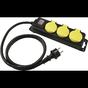 Eurolite stekkerdoos waterdicht - verdeeldoos - stekkerblok - 3-voudig - IP44 - zwart - 3m - verlengsnoer buiten