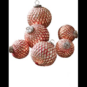 LOBERON Kerstbal set van 6 Aleviah goudkleurig/rood