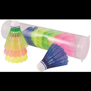 Spordas badminton shuttlecocks - set van 12 neon pluimpjes voor kinderen.