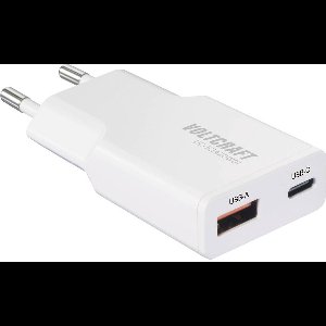 VOLTCRAFT UC-1C1A20W01 USB-oplader 20 W 1x USB-A, 1x USB-C Fast Charge, USB PD 3.0 Wit GaN