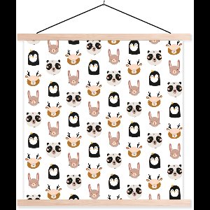 Posterhanger incl. Poster 40x40 cm - Schoolplaat - Dieren - Patronen - Natuur - Textielposter - Blanke latten