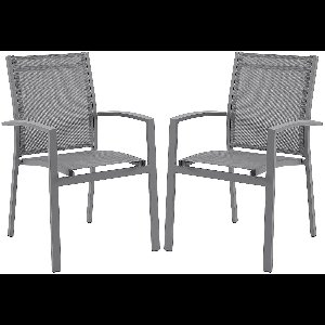 Vente-unique Set van 2 stapelbare tuinstoelen van aluminium en textileen - Antraciet grijs - TELTO van MYLIA