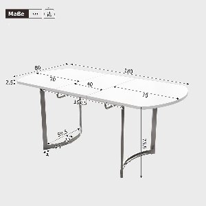 Eleganza Uitschuifbare Eettafel 140–180x80x75,5 cm – Witte Eettafel met Verzilverde Metalen Poten – Moderne Uitschuiftafel voor 4–6 Personen – Duurzame & Krasbestendige Eettafel – Novihome