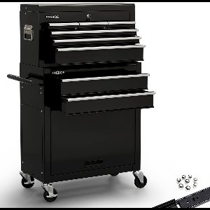 AREBOS Werkplaatswagen Gereedschapswagen Gereedschapskist met 9 vakken - Zwart