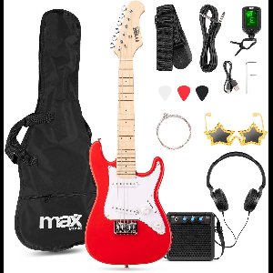 Kinder gitaar - MAX GigKit Junior 1/4 - Elektrische gitaar kind - Compleet met accessoires - Rood