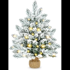 ST TRADING Tafelkerstboom met LED-verlichting en sneeuwdecoratie