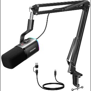 Maono PD100XS - Gaming Microfoon - RGB USB/XLR Dynamische Microfoon met armstandaard, Zwart