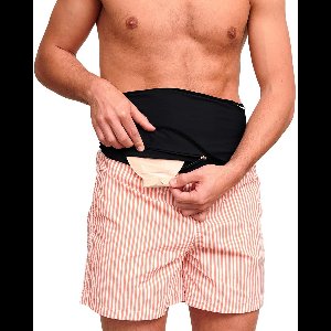 SIIL Stoma Belt Zwart - Steunriem voor Stomazak - Geschikt voor Sport & Zwemmen - Bescherming met Binnenzak - Ademend & Elastisch - Maten XXL