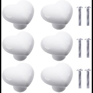Ibenzoa® Set van 6 schattige hartvormige keramische meubelknoppen met schroeven voor diverse toepassingen