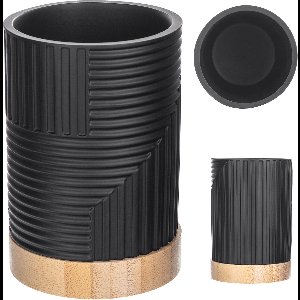 KADAX Tandenborstelbeker voor badkamer, tandenborstelhouder voor tandenborstel en tandpasta, decoratieve tandenborstelbeker, moderne badkamerbeker (zwart ovaal)