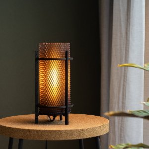 Slimprint Lamp PRISM, Smoke, D11,3 x H24,3 cm, Moderne Tafellamp met Industrieel Design, Sfeerverlichting voor Woonkamer en Slaapkamer, E27 LED Lamp met Snoer, Gerecycled Kunststof