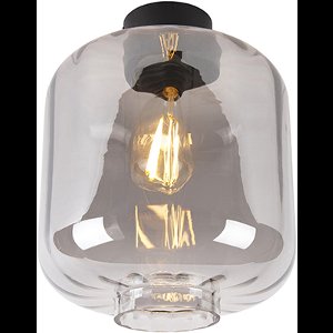 QAZQA qara - Design Plafondlamp - 1 lichts - Ø 250 mm - Zwart - Woonkamer | Slaapkamer | Keuken