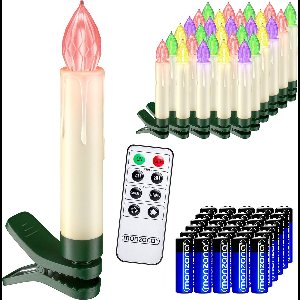 Monzana LED Kaars Kerstverlichting – 30 Stuks voor Kerstboom – Multicolor