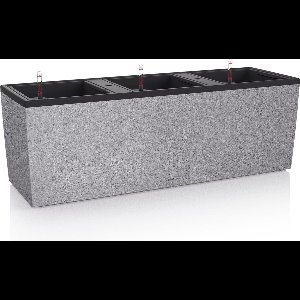 LECHUZA TRIO STONE 40 -Plantenbak - met uitneembare binnenbakken - met bewateringssysteem - ALL-IN-ONE set met LECHUZA-PON - steengrijs