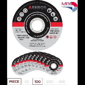 AREBOS 100x Slijpschijven Flexschijven Inox roestvrij staal metaal Metall Ø115 mm x 1,2 mm