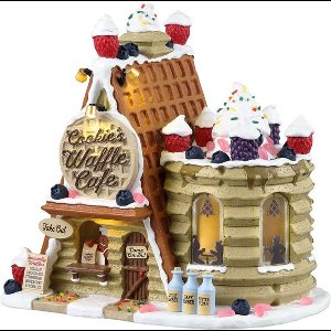 Lemax - 'Cookie's Waffle Café' - Verlicht gebouw - Exclusief adapter (Werkt op batterijen)