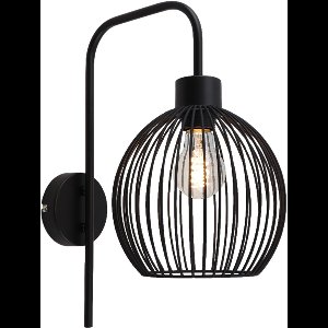 Olucia - Industriële wandlamp zwart, Wiro - Vorm: Bol