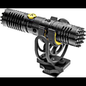 7RYMS MinBo M2 Richtmicrofoon bi-directioneel - Ideaal voor interviews - Microfoon voor spiegelrefelx camera's en smartphone - USB-C en koptelefoon aansluiting - Met shock mount - Zwart/Geel