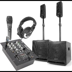 Vonyx 2.2 DJ Speakerset met mixer en gratis accessoires