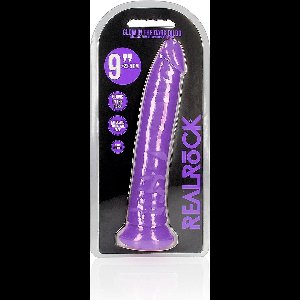 realrock - 9 INCH - dildo - ribbels - zuignap - glow in the dark - paars