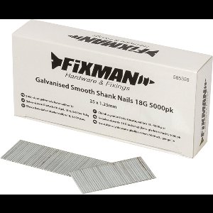 Fixman Gegalvaniseerde tacker spijkers - 18 gauge - gladde schacht - 25 mm - 5000 stuks