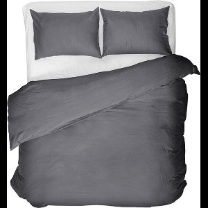 Luxe Egyptische Katoenen Dekbedovertrek Antraciet Eenpersoons 140x200/220 cm - Zeer Hoogwaardige Kwaliteit - Super Zacht