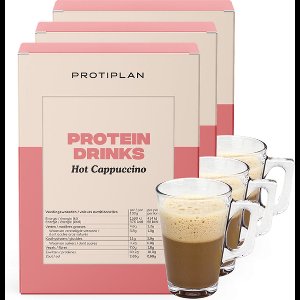 Protiplan - Warme Cappuccino Drank - 3 stuks - 3 x 7 x 26 g - Low carb - Eiwitrijk