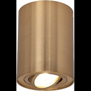 Olucia - Metalen opbouwspot messing, Alion, IP44 - Geschikt voor Badkamer - Vorm: Cilinder