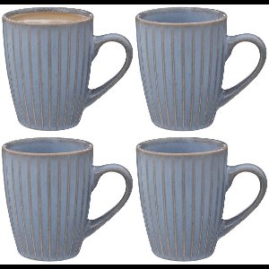 Secret de Gourmet Koffiemokken Rome - 4x stuks - Keramiek - blauw - 380 ml - 9 x 11 cm - old stone look