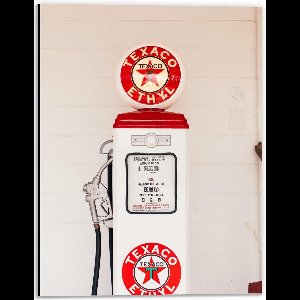 Dibond - Klein Texaco Pompstation - 30x40cm Foto op Aluminium (Met Ophangsysteem)