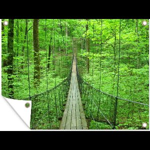 Tuinschilderij Touwbrug in Indiana - 80x60 cm - Tuinposter - Tuindoek - Buitenposter