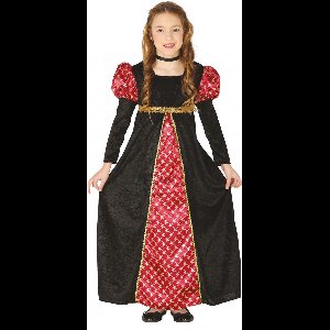 Fiestas Guirca Jurk Middeleeuwen Meisjes Rood/zwart Mt 7-9