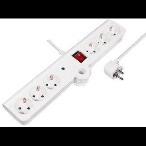 Stekkerdoos met 6 contacten, overspanningsbeveiliging en inklapbaar design / wit - 5 meter