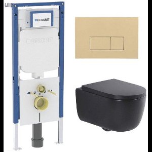 QeramiQ Dely Swirl Toiletset - 36.3x51.7cm - Geberit UP720 Duofix Sigma inbouwreservoir - slimzitting - bedieningsplaat beige - rechthoekige knoppen - beige