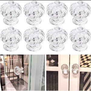 Zelfklevende kast deurhand, 8 stuks klassieke akryl knop transparante akryl handvat zonder gaten keuken badkamer spiegel deurhand