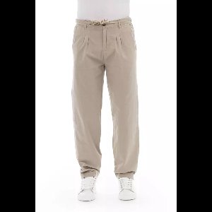 Casual Pleated Cotton Pants - Beige Jeans