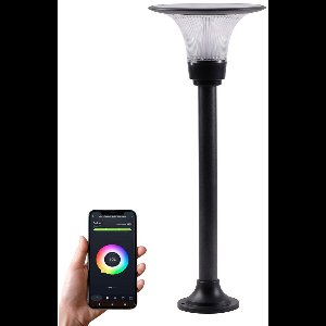 Iplux® Florence - Slimme Staande Solar Lamp 62cm - Smartphone App Control - Warm Wit + Kleur - IP65 Waterproof