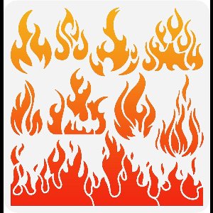 Cosensi - Vuursjabloon 30 x 30 cm herbruikbaar plastic sjabloon voor kunst, raamdecoratie en schilderdecoratie - 9 stijlen - Vuurpatroonsjabloon.