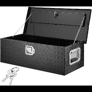 DoneMore® – gereedschapskist vrachtwagen – aluminium diamantplaat – afsluitbaar – zwart – 76,2 x 33 x 24,4 cm