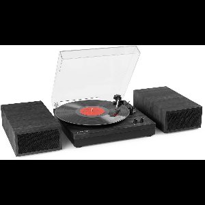 Retro Platenspeler met Bluetooth en Speakers - Fenton RP165B - Incl. Naald - Zwart / Grijs