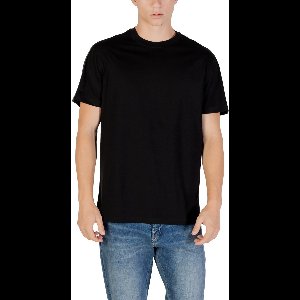 Round Neck Short Sleeve Cotton T-Shirt - Black Shirts