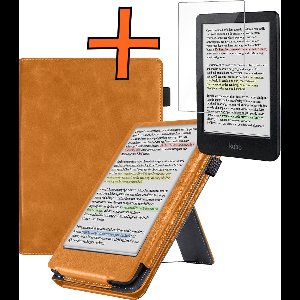 Hoesje Geschikt voor Kobo Clara Colour Lederen Hoes Book Case Met Screenprotector - Hoes Geschikt voor Kobo Clara Colour Hoesje Book Cover Leer - Bruin