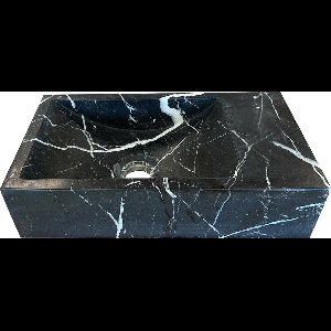 Mawialux toilet fontein - Zwart Wit Marmer Zonder Kraangat - 40x22x10cm - Greyson