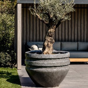 Betonnen bloembak rond Vesta XXL (120x90 cm) Anthracite | Voor buiten én binnen!